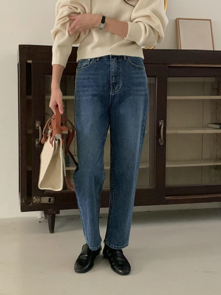 ATTHISMOMENT韓國直郵東大門代購女裝新品熱賣24秋冬牛仔褲修身LEESA牛仔褲