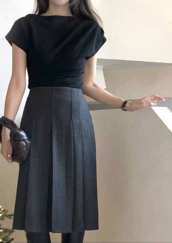 MOR___韓國直郵女裝新品24秋冬熱賣半身裙中短裙人字紋羊毛MOR___半身裙/中短裙