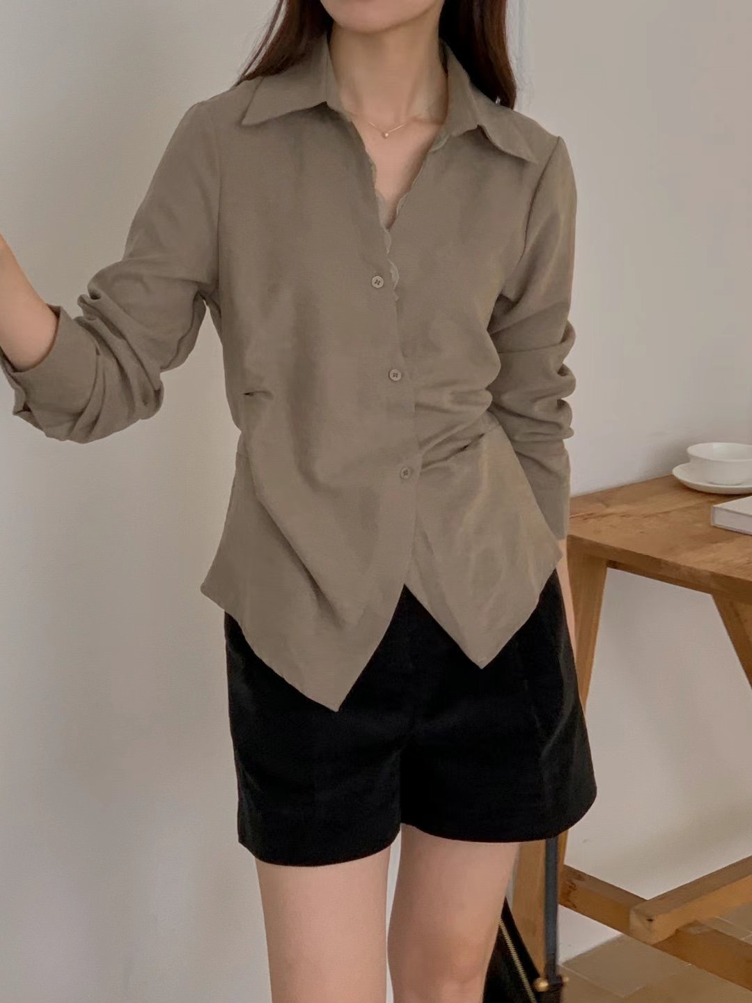 FOLLOW B韓國直郵東大門實拍女裝新款時尚熱賣休閑襯衫蕾絲衫FOLLOW B襯衫/蕾絲衫圖色3
