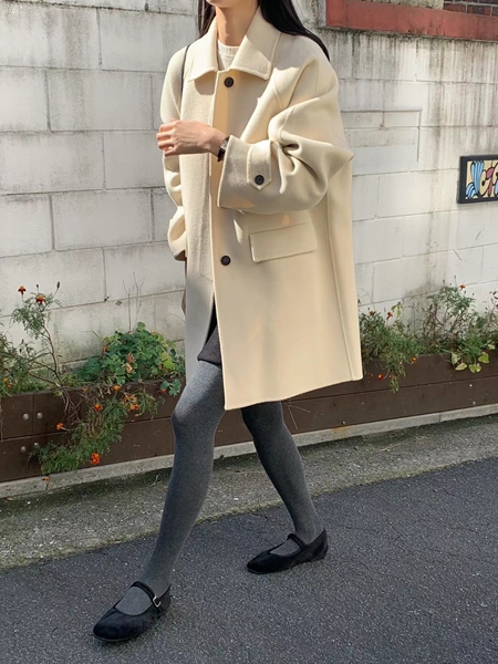 MERRYPN韓國直郵女裝新款人氣職業真品24秋冬熱賣中長款大衣LENEUF中長款大衣圖色1