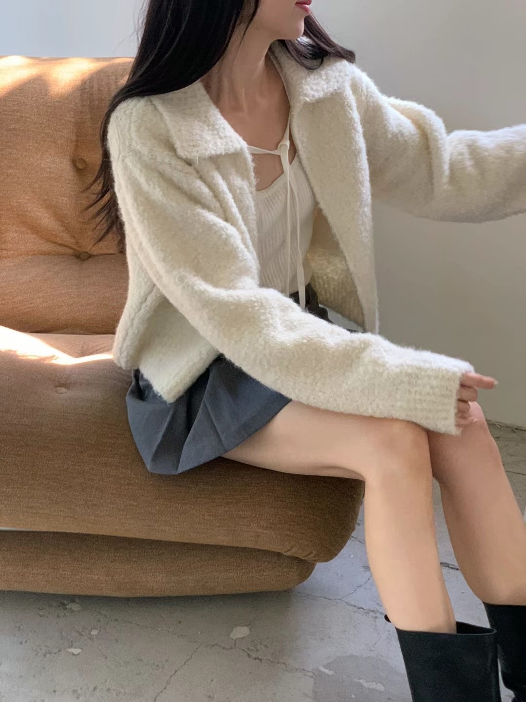 WHYNOT韓國直郵東大門代購女裝新款真品針織衫不含內搭拉鏈WHYNOT針織衫