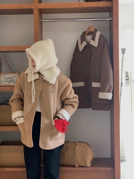 IVORY直郵韓國代購女裝新款推薦24秋冬熱賣職業短款大衣雙面IVORY短款大衣