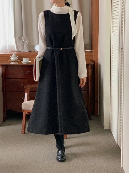 IVORY直郵韓國代購女裝新品休閑職業真品推薦時尚連衣裙含腰帶IVORY連衣裙