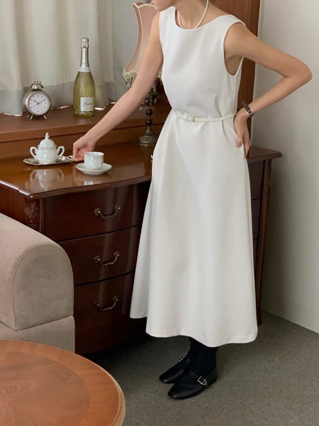 IVORY直郵韓國代購女裝新品休閑職業真品推薦時尚連衣裙含腰帶IVORY連衣裙圖色1