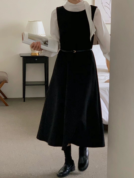 IVORY直郵韓國代購女裝新品休閑職業真品推薦時尚連衣裙含腰帶IVORY連衣裙圖色2