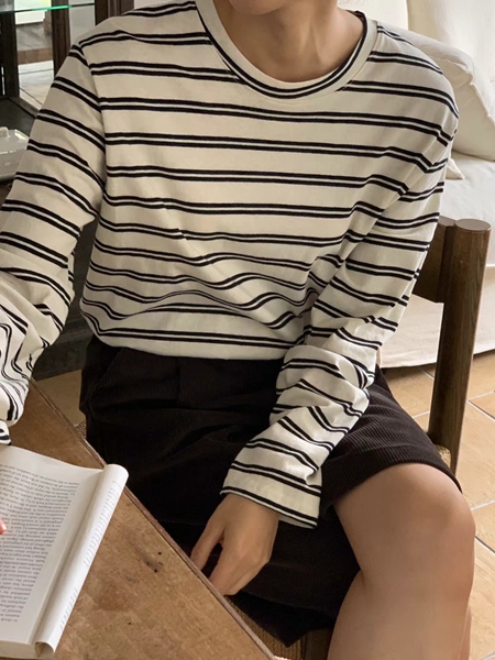 ATTHISMOMENT直郵韓國代購女裝新品人氣時尚職業推薦長袖T恤LEESA長袖T恤圖色3