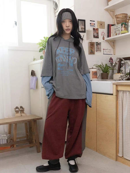 CLEVERGARDEN直郵韓國代購女裝新品真品人氣休閑長袖T恤連帽CLEVERGARDEN長袖T恤
