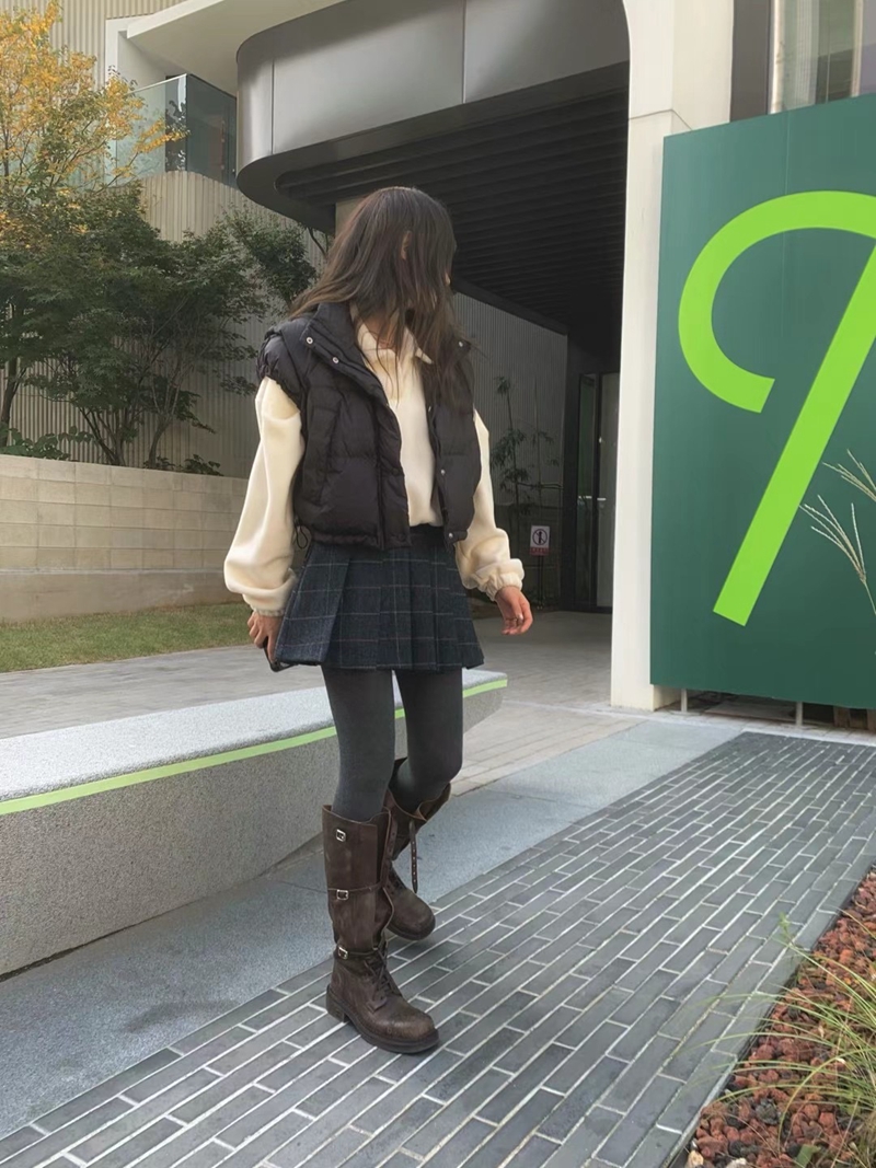 ONDA韓國直郵女裝新品職業24秋冬時尚真品人氣短裙羊毛格紋ONDA短裙