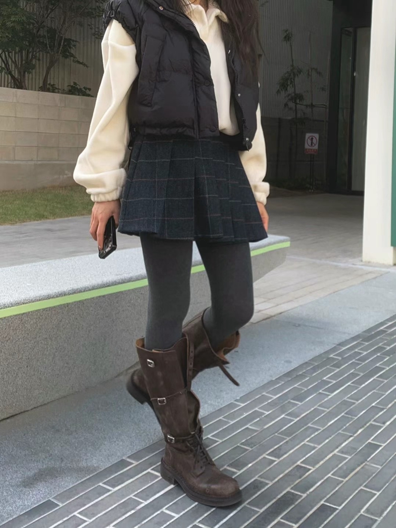 ONDA韓國直郵女裝新品職業24秋冬時尚真品人氣短裙羊毛格紋ONDA短裙圖色2