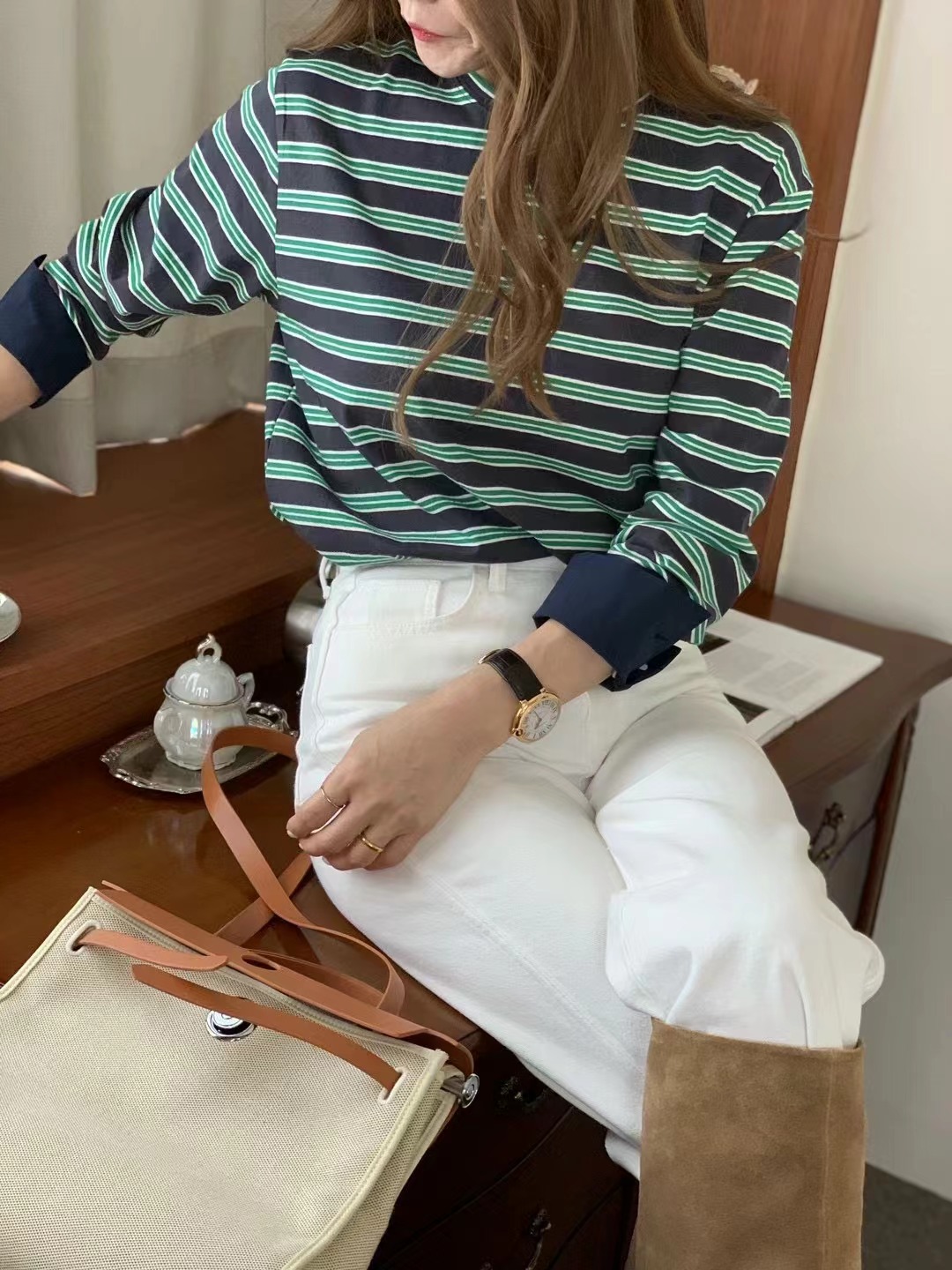 ELMU直郵韓國代購女裝新款休閑真品推薦職業時尚熱賣長袖T恤howdy長袖T恤圖色3