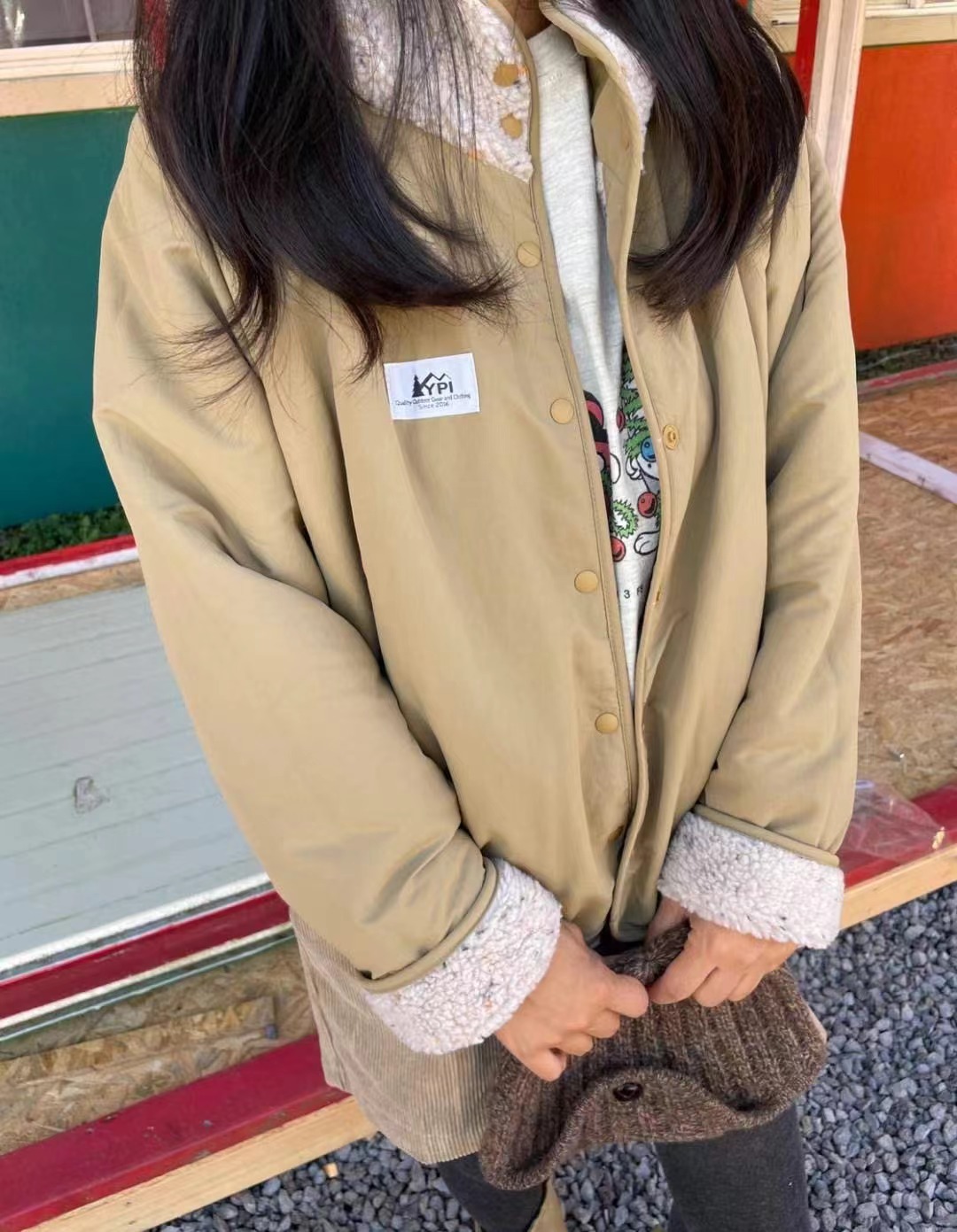 4PI直郵韓國代購女裝新品真品休閑職業24秋冬短款大衣兩面可穿4PI短款大衣