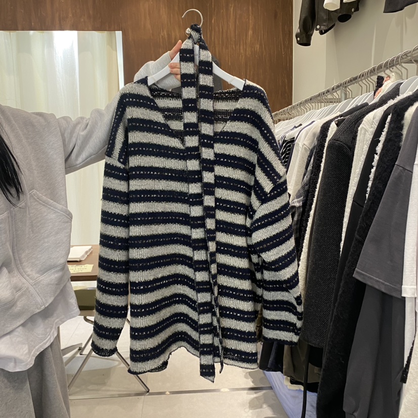 BUCKLE韓國直郵東大門代購女裝新品人氣休閑時尚針織衫含脖帶BUCKLE針織衫圖色2
