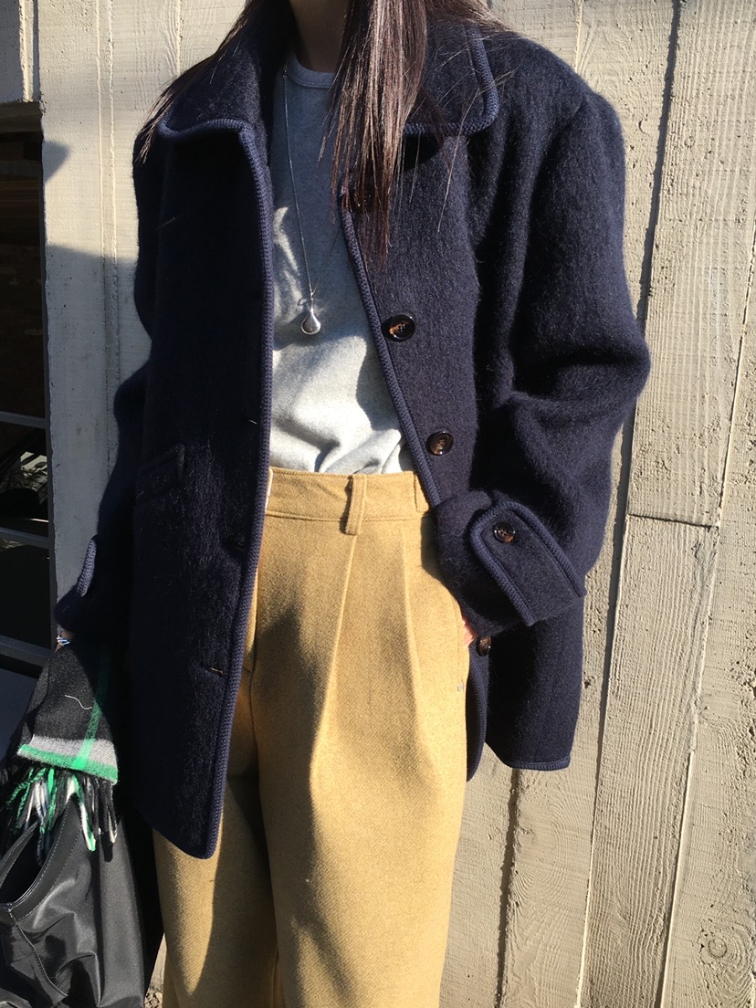 OURS東大門代購女士新品職業時尚人氣24秋夏短款大衣羊駝毛復古OURS短款大衣