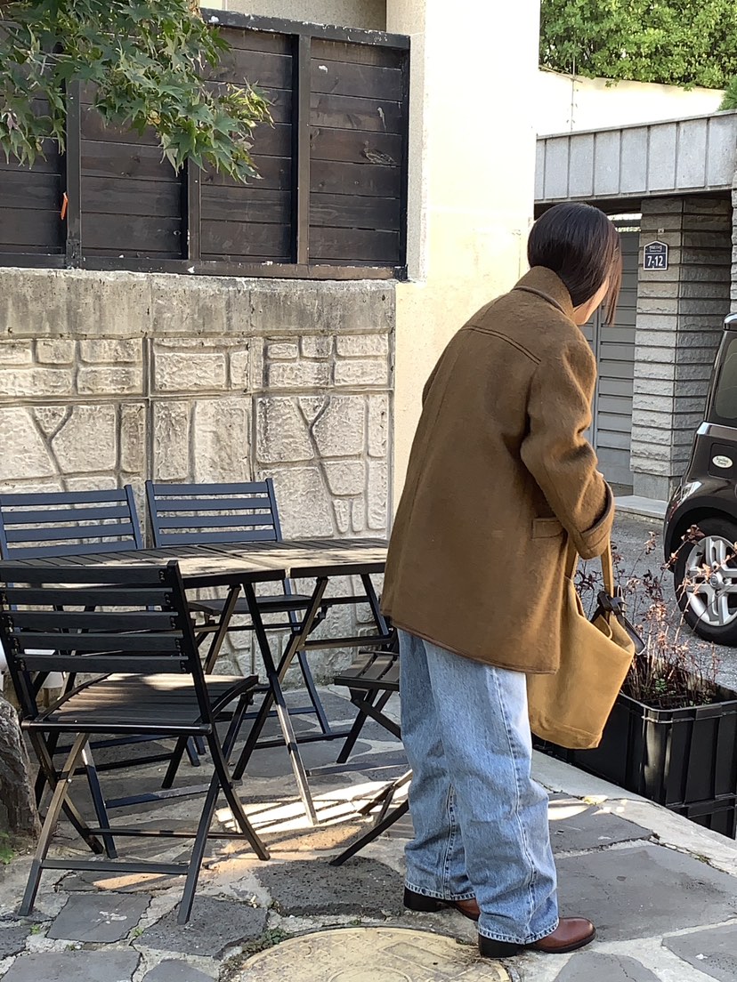 OURS東大門代購女士新品職業時尚人氣24秋夏短款大衣羊駝毛復古OURS短款大衣