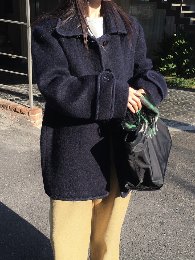 OURS東大門代購女士新品職業時尚人氣24秋夏短款大衣羊駝毛復古OURS短款大衣