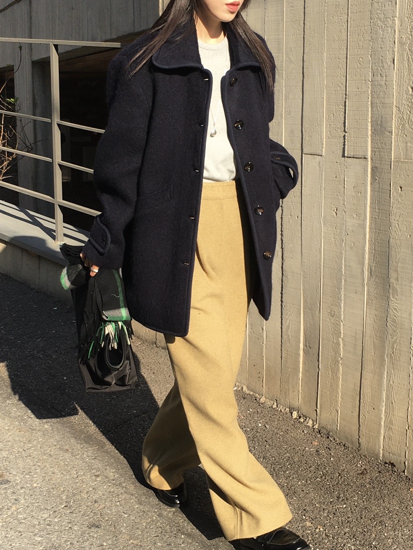 OURS東大門代購女士新品職業時尚人氣24秋夏短款大衣羊駝毛復古OURS短款大衣