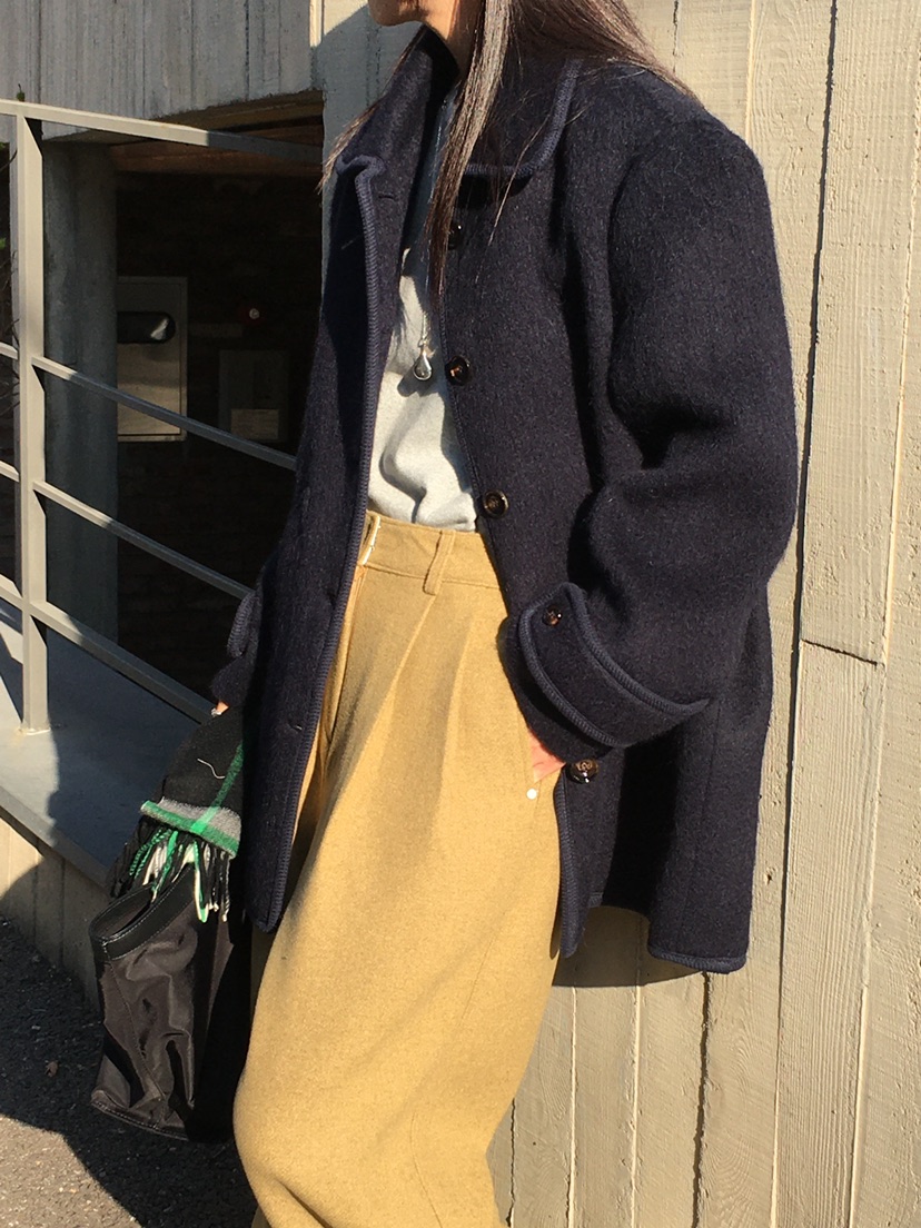 OURS東大門代購女士新品職業時尚人氣24秋夏短款大衣羊駝毛復古OURS短款大衣