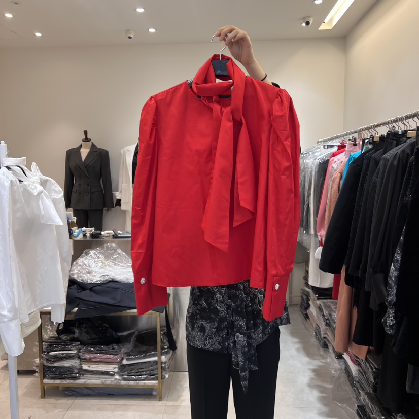 inno韓國直郵女裝新品24秋夏真品時尚推薦襯衫蕾絲衫含脖帶INNO襯衫/蕾絲衫圖色2