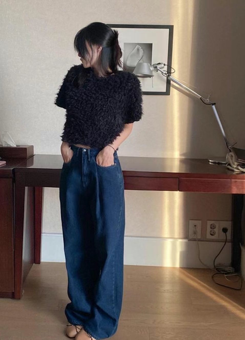 PI2韓國直郵女裝新品休閑人氣職業時尚24秋冬牛仔褲加絨Pi2牛仔褲