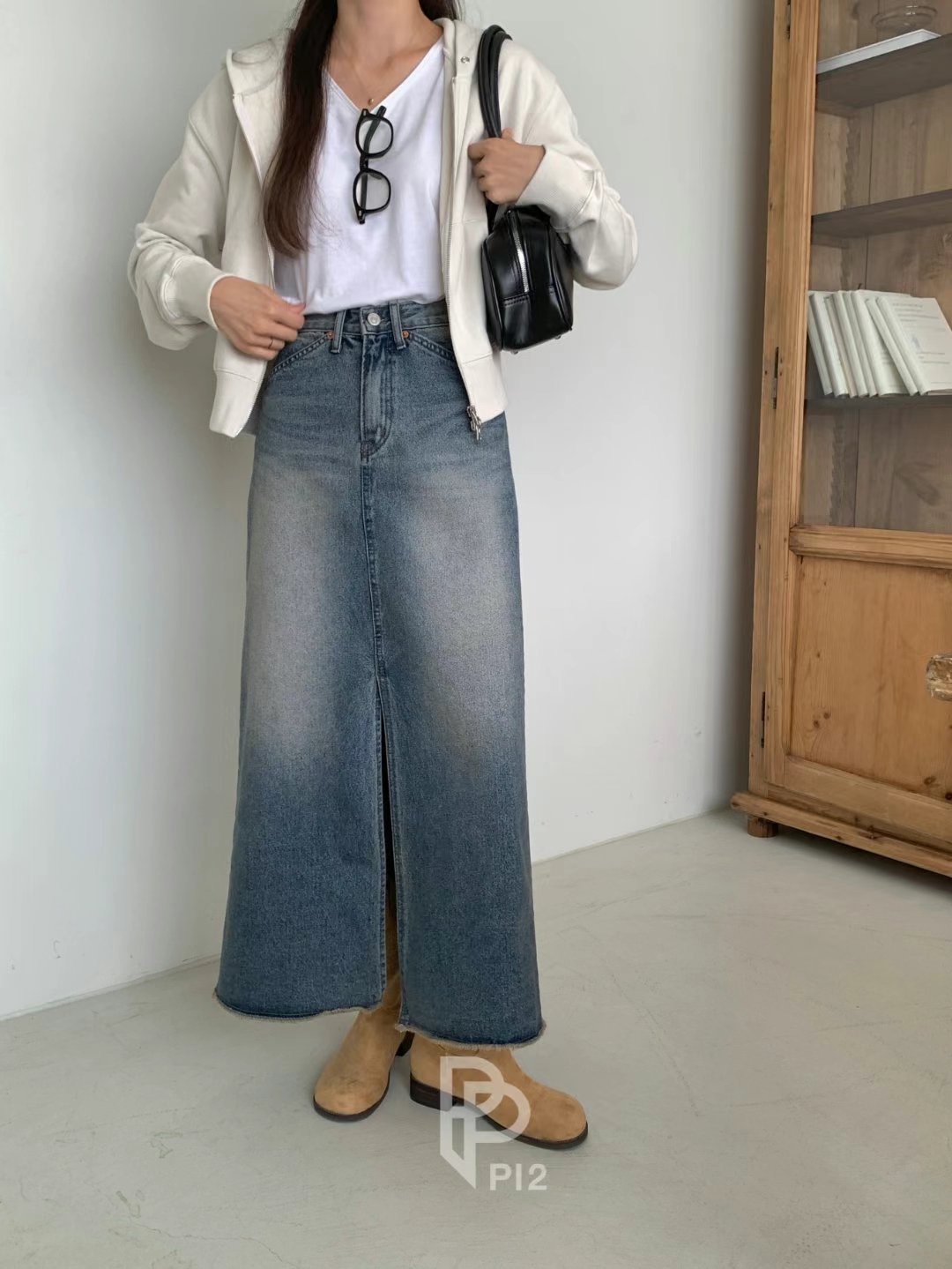 PI2韓國直郵東大門代購女裝新品推薦真品時尚熱賣休閑長裙Pi2長裙