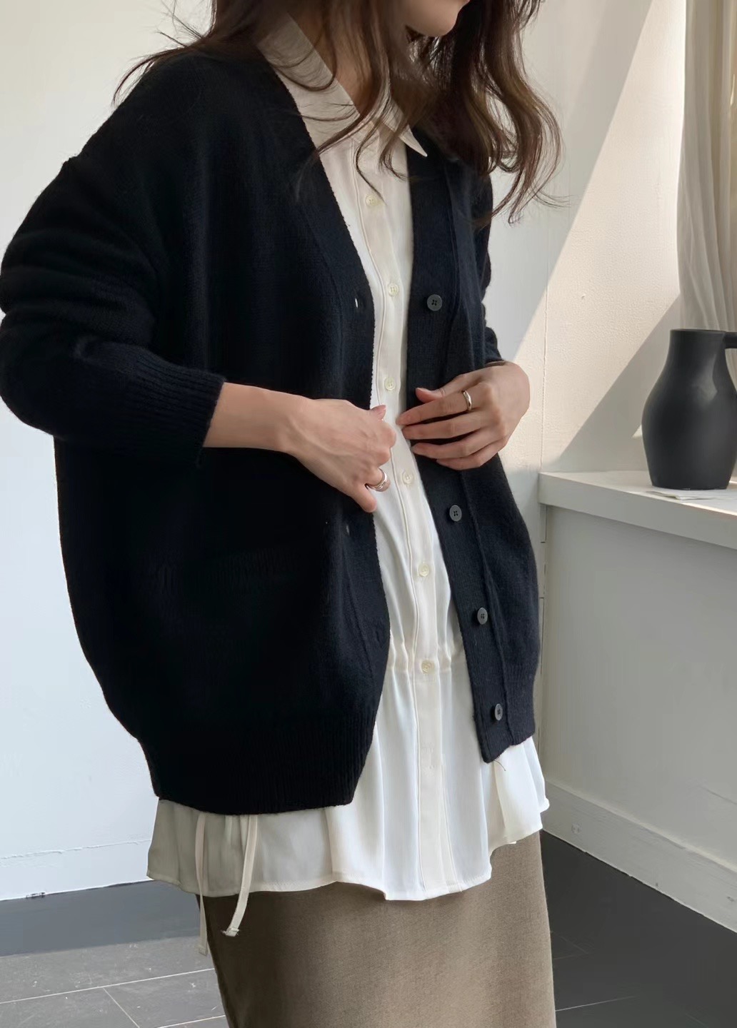 AMYGRACE韓國直郵東大門代購女裝新款真品職業24秋冬針織衫開衫AMYGRACE針織衫