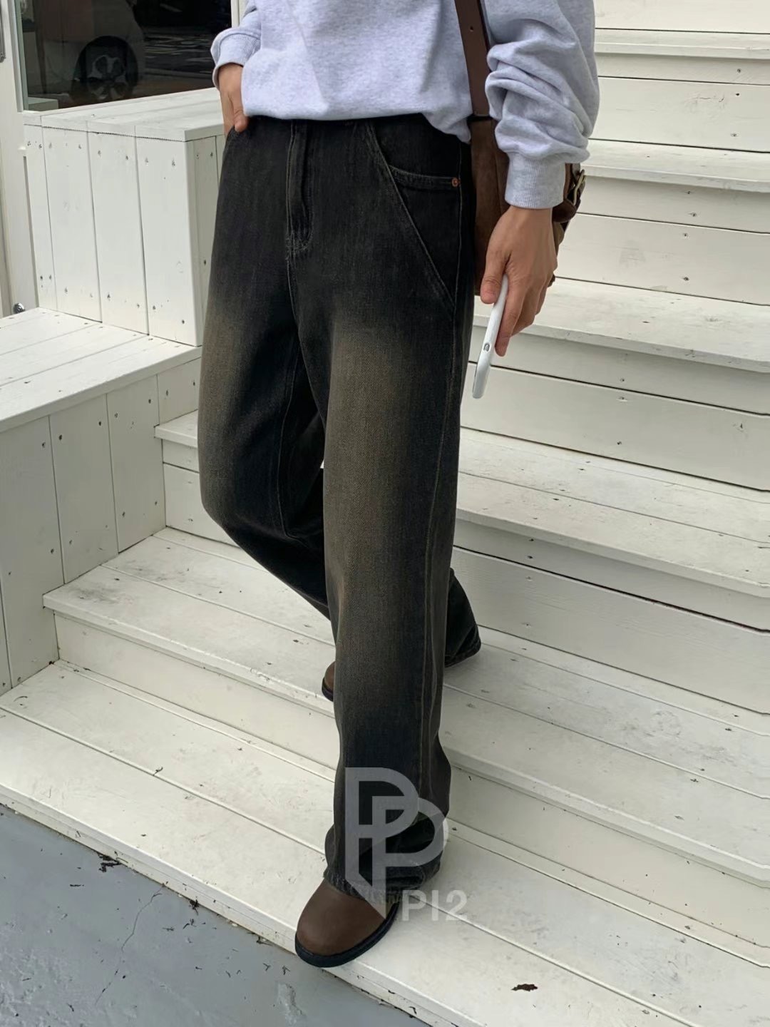 PI2韓國直郵東大門代購女裝新品休閑24秋冬人氣時尚牛仔褲Pi2牛仔褲