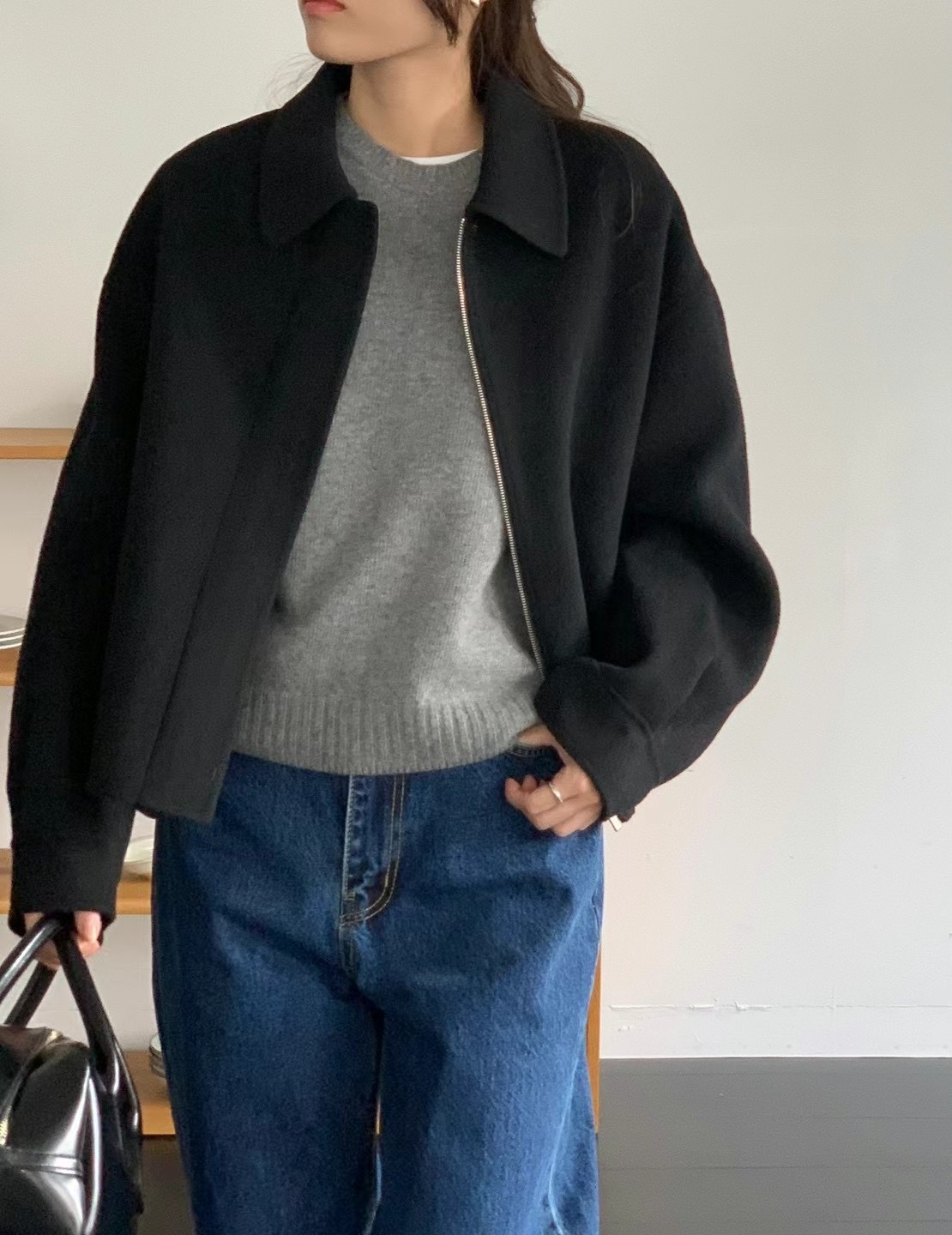 AMYGRACE韓國直郵東大門實拍女裝新品熱賣休閑24秋冬夾克羊毛AMYGRACE夾克圖色3