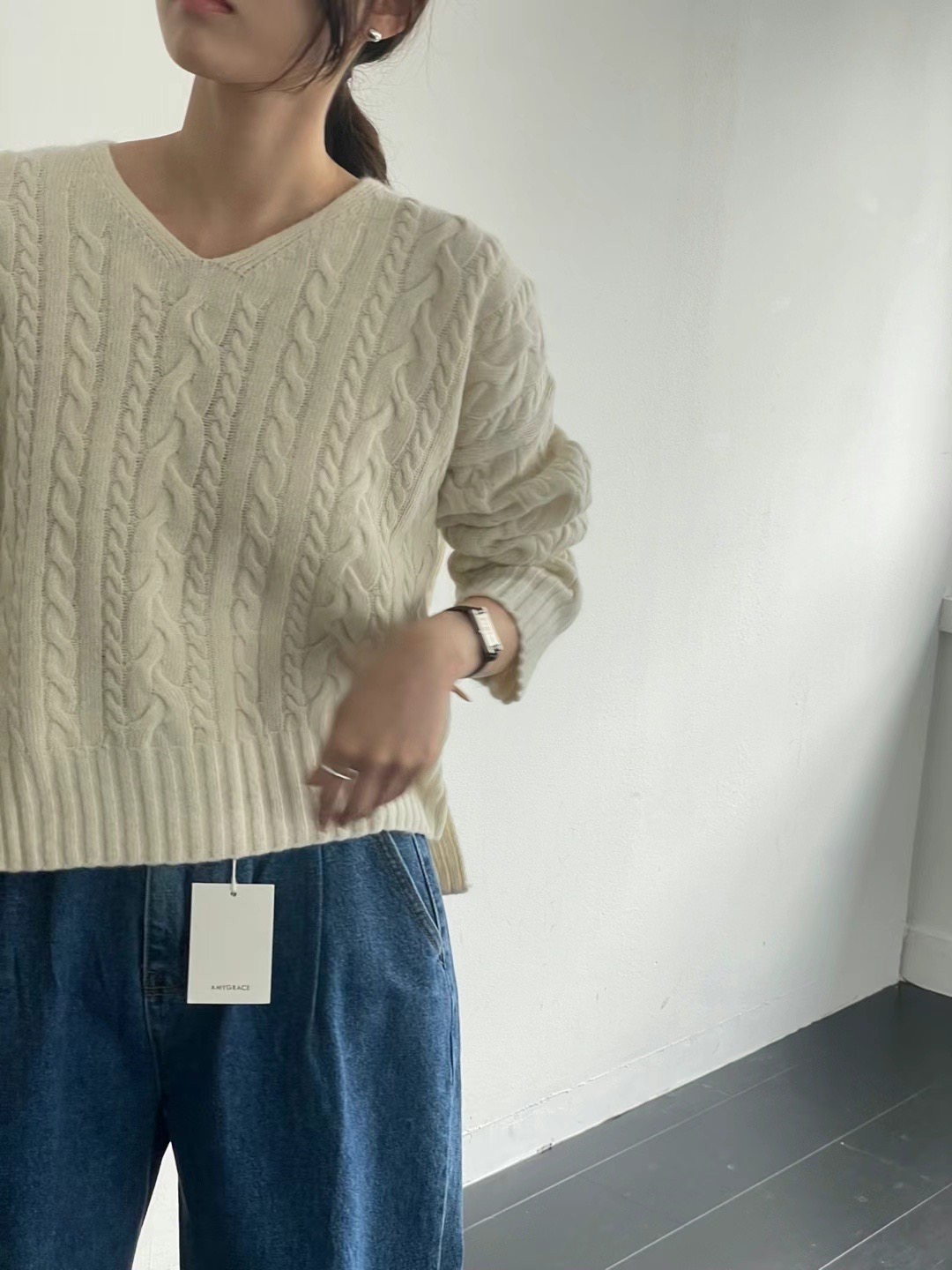 AMYGRACE韓國直郵東大門實拍女裝新款真品時尚推薦職業毛衣AMYGRACE毛衣