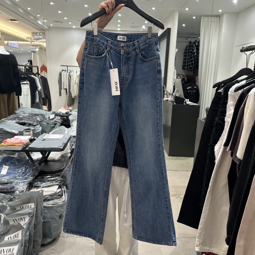 ANOVE直郵韓國代購女裝新品人氣休閑時尚推薦真品牛仔褲拉絨ANOVE牛仔褲
