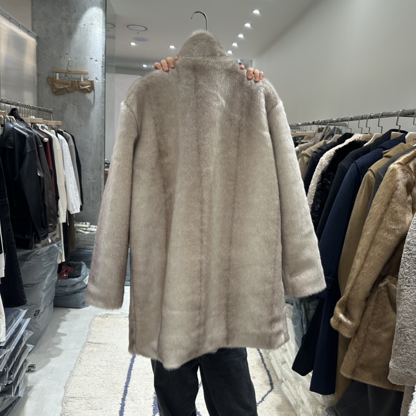 piTa韓國代購女士新品休閑職業人氣熱賣時尚中長款大衣貂皮THE VERLIN/piTa中長款大衣