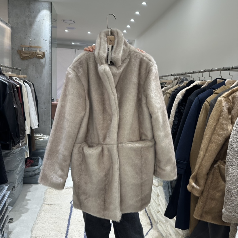 piTa韓國代購女士新品休閑職業人氣熱賣時尚中長款大衣貂皮THE VERLIN/piTa中長款大衣圖色2