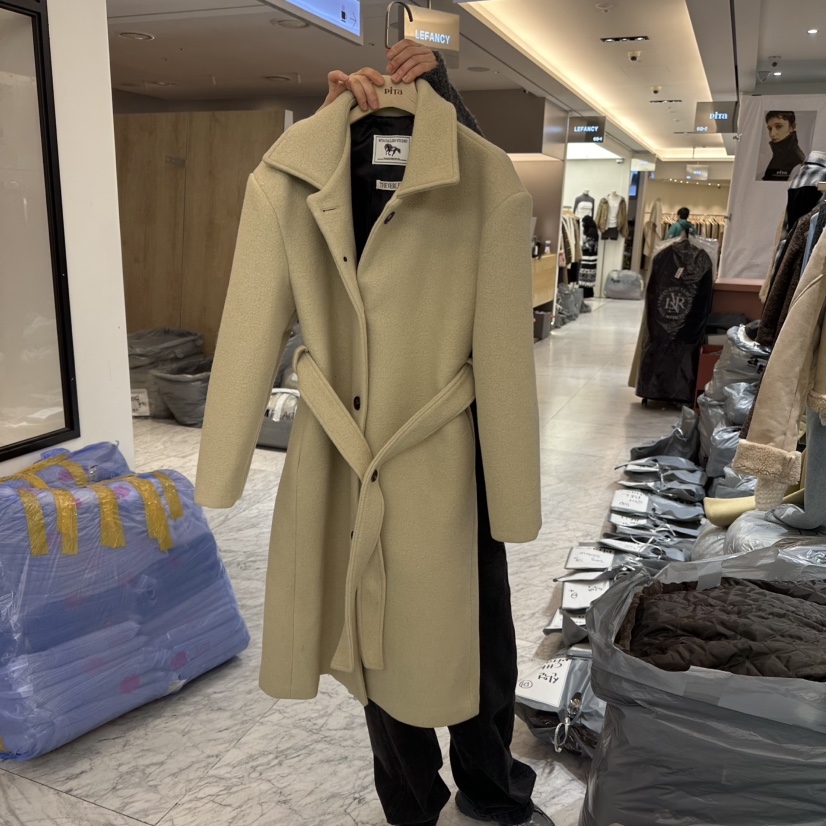 piTa東大門代購女士新款熱賣職業時尚休閑中長款大衣含腰帶THE VERLIN/piTa中長款大衣圖色1