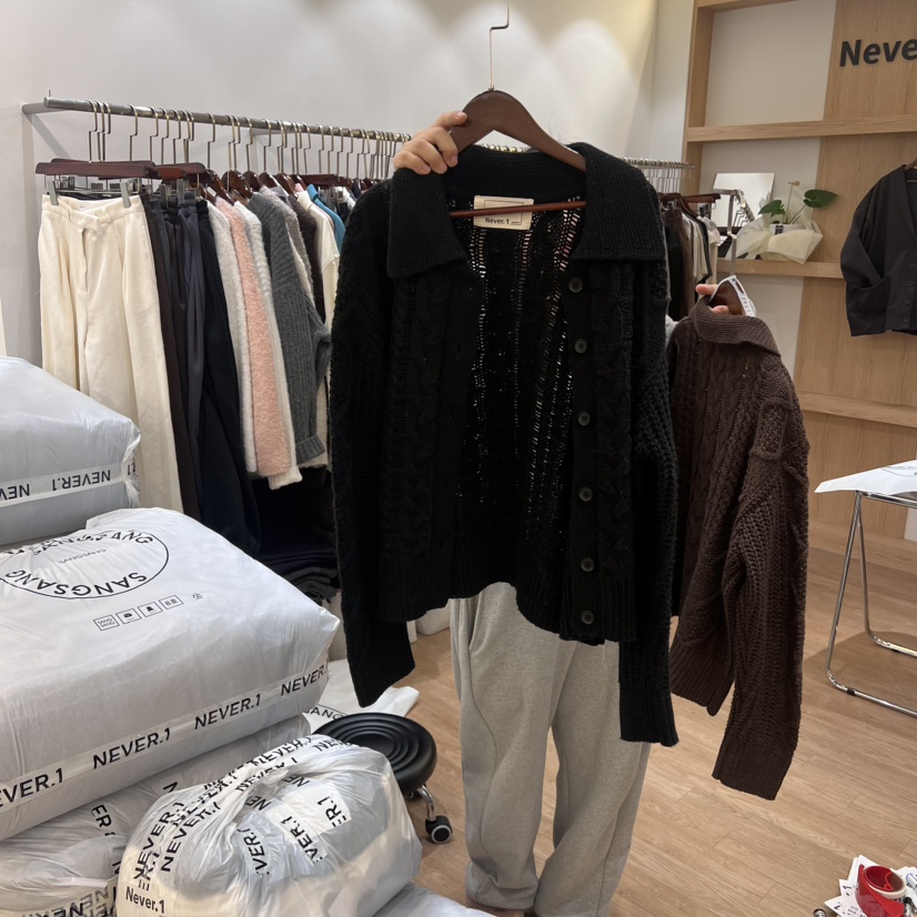 NEVER.1韓國直郵女士新品推薦時尚休閑24秋夏職業毛衣開衫NEVER.1毛衣圖色3