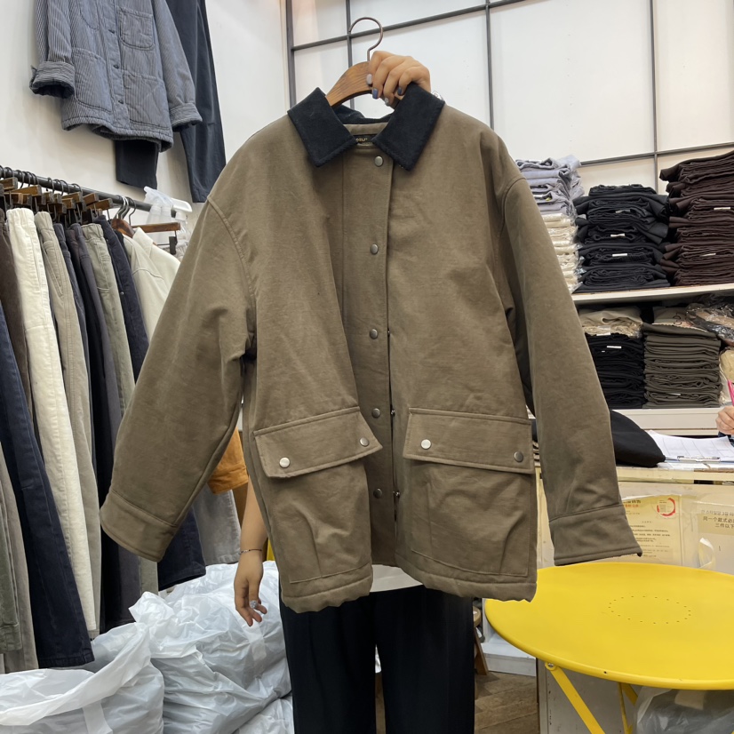 DELI JENNY東大門實拍女裝新品24秋夏真品人氣休閑長款棉服THERE長款棉服圖色2