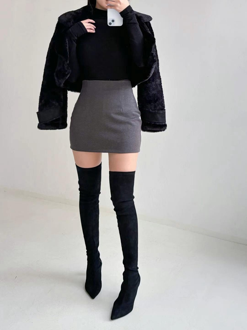 LAURENT直郵韓國代購女裝新款人氣熱賣推薦休閑時尚短裙人字形LAURENT短裙