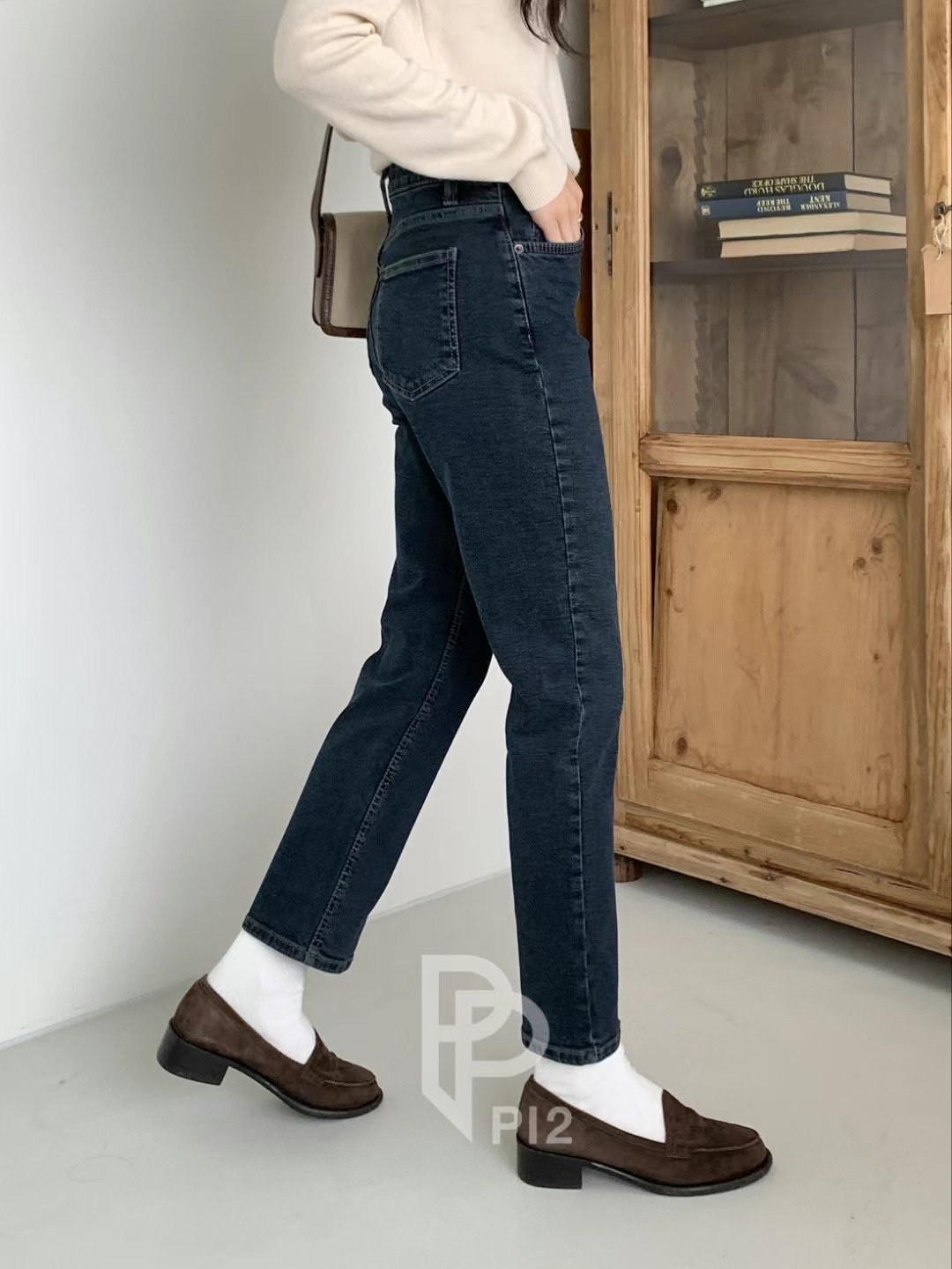 PI2韓國直郵東大門代購女裝新款24秋冬職業熱賣牛仔褲加絨Pi2牛仔褲