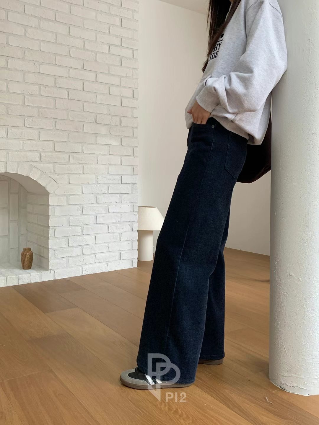 PI2韓國直郵東大門代購女裝新款真品休閑時尚熱賣牛仔褲加絨Pi2牛仔褲