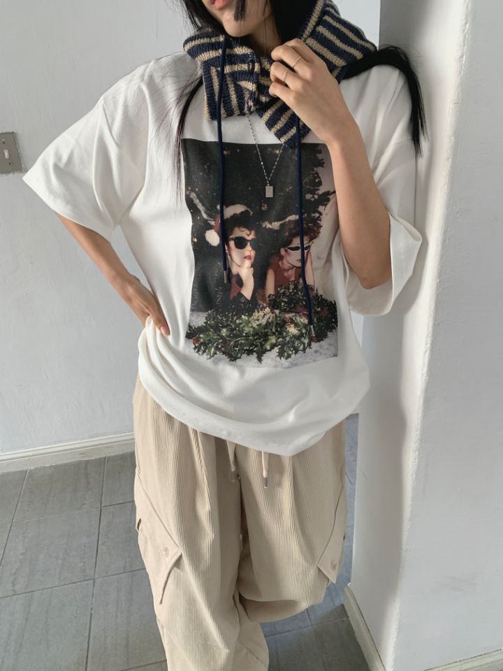 4LEAF韓國直郵東大門代購女裝新品休閑推薦人氣熱賣T恤拉絨4LEAFT恤
