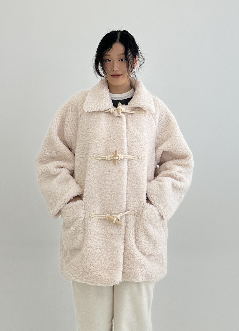 A.VER韓國直郵東大門實拍女裝新款熱賣休閑中長款大衣皮草A.VER中長款大衣