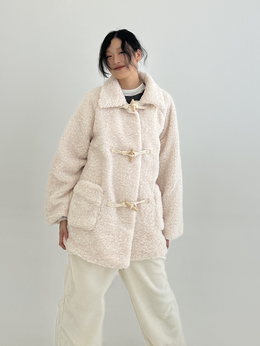 A.VER韓國直郵東大門實拍女裝新款熱賣休閑中長款大衣皮草A.VER中長款大衣