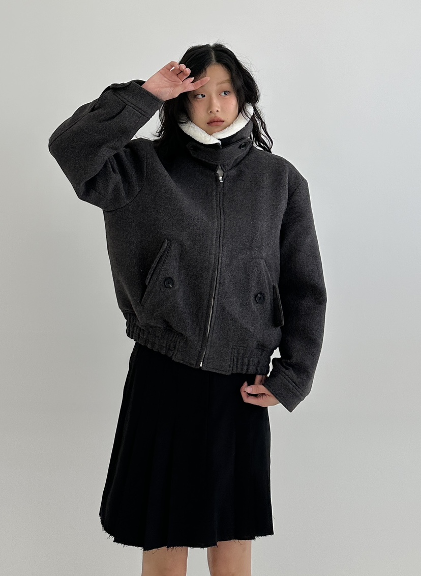A.VER東大門實拍女士新品休閑24秋夏人氣職業短款大衣羊絨A.VER短款大衣