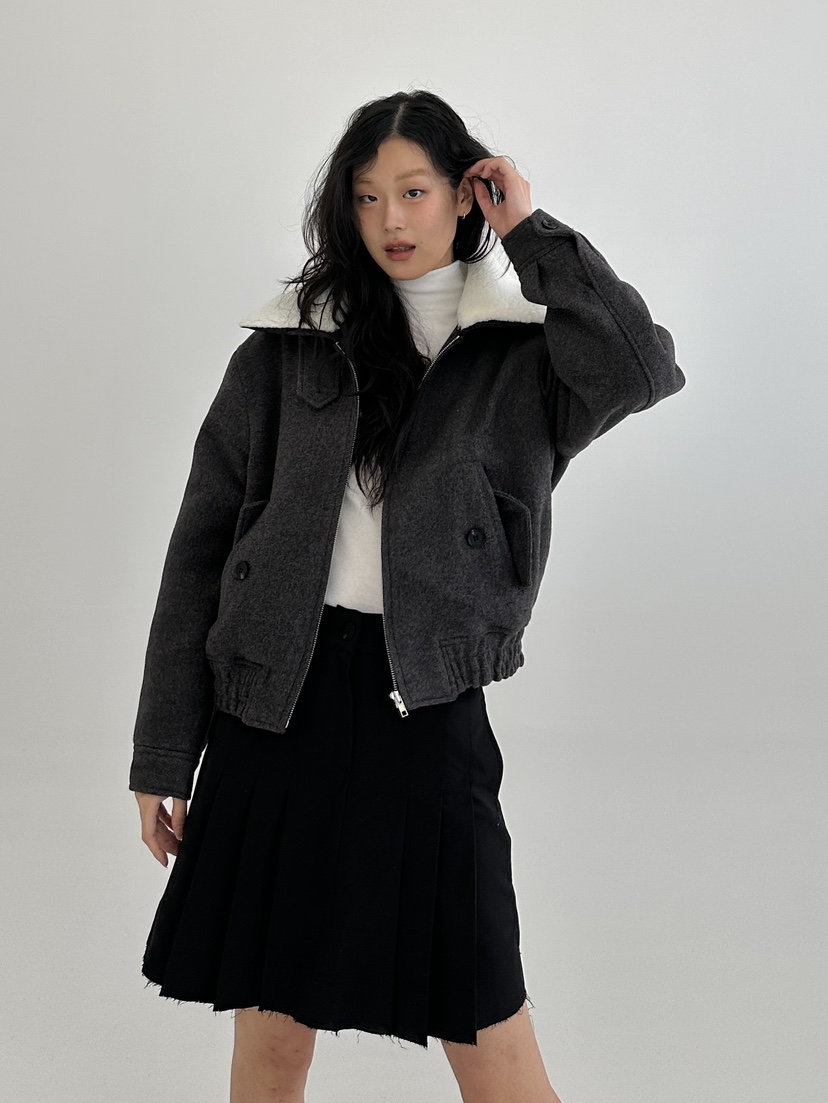 A.VER東大門實拍女士新品休閑24秋夏人氣職業短款大衣羊絨A.VER短款大衣