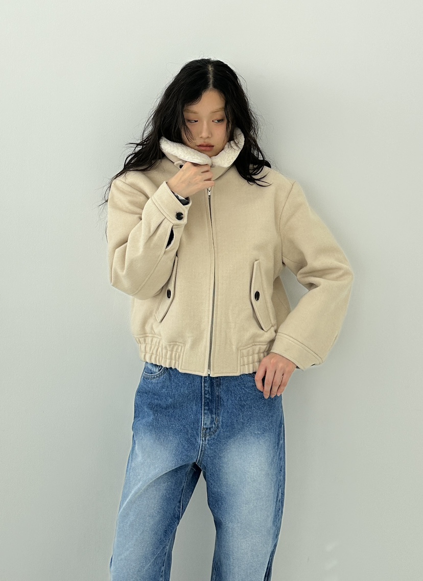 A.VER東大門實拍女士新品休閑24秋夏人氣職業短款大衣羊絨A.VER短款大衣
