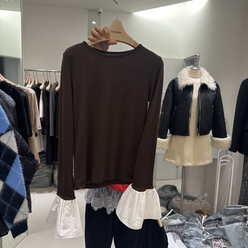 render韓國直郵女裝新款真品人氣休閑職業推薦時尚24秋冬長袖T恤RENDER長袖T恤
