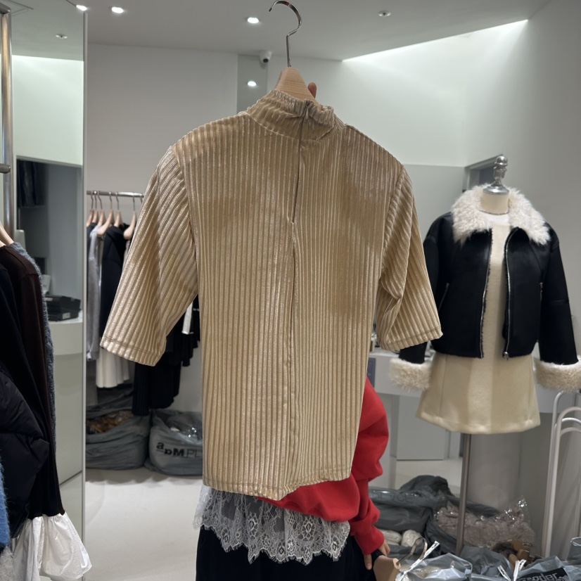 render韓國直郵女裝新品職業推薦休閑真品24秋冬T恤天鵝絨RENDERT恤