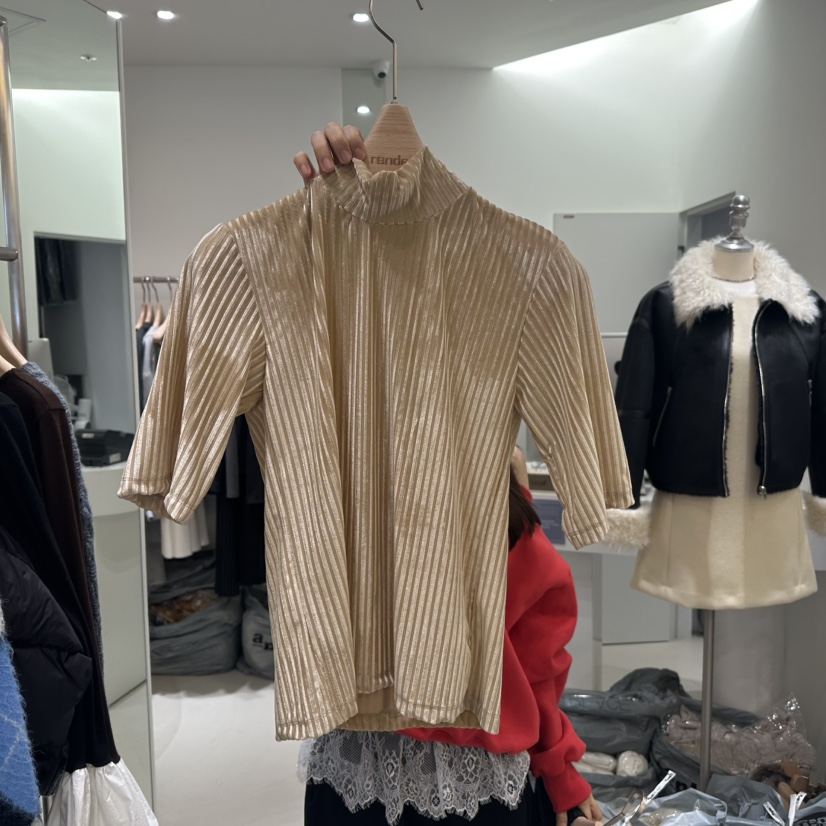 render韓國直郵女裝新品職業推薦休閑真品24秋冬T恤天鵝絨RENDERT恤