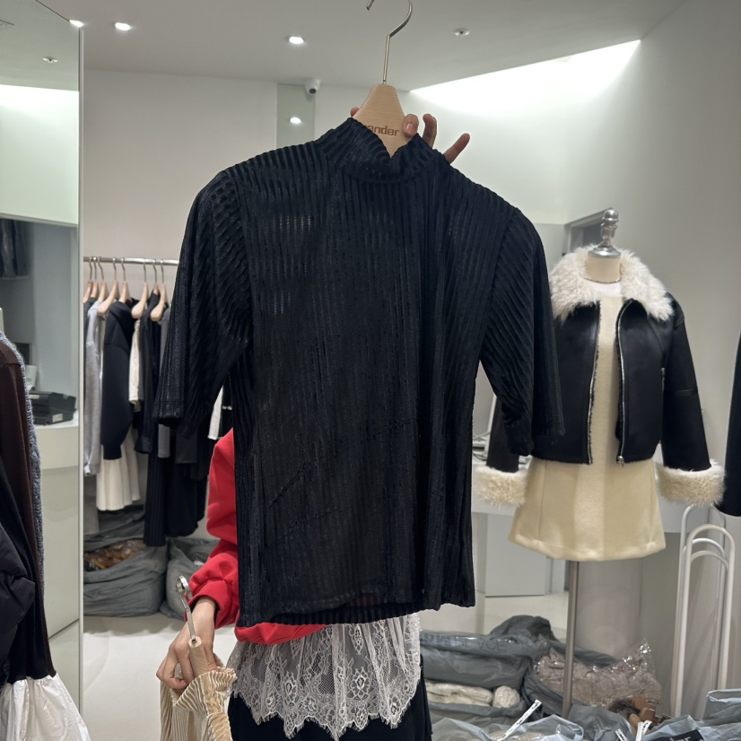 render韓國直郵女裝新品職業推薦休閑真品24秋冬T恤天鵝絨RENDERT恤圖色2