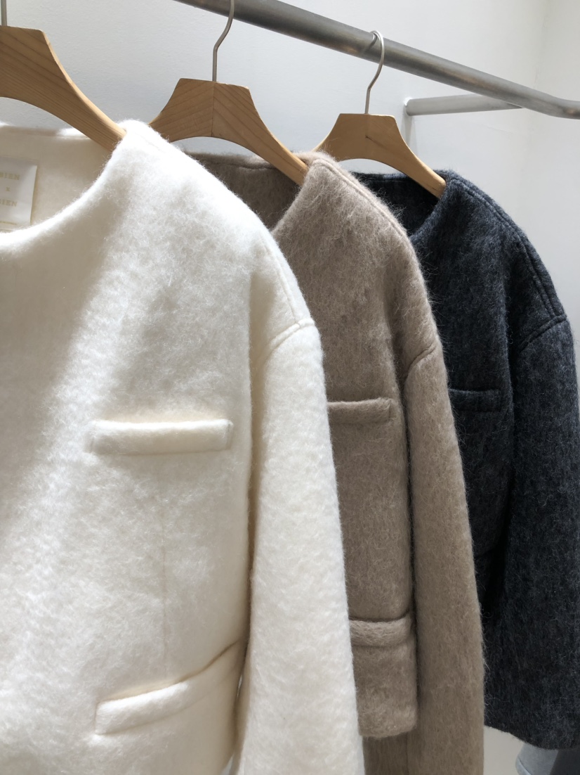 BIENBIEN韓國直郵東大門代購女裝新款熱賣24秋冬短款大衣馬海毛EYEL短款大衣