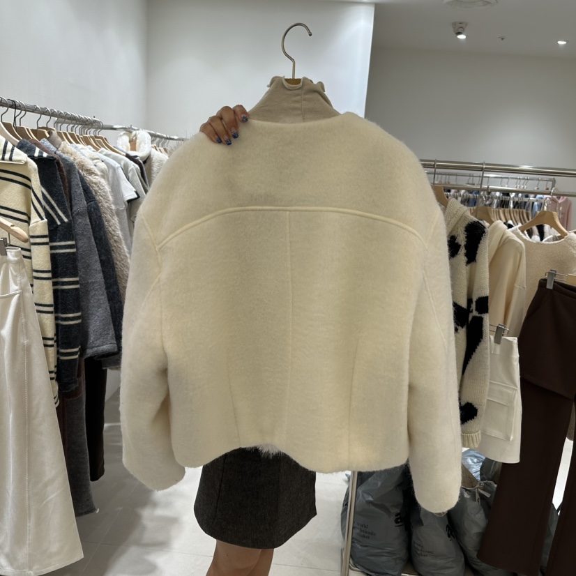 BIENBIEN韓國直郵東大門代購女裝新款熱賣24秋冬短款大衣馬海毛EYEL短款大衣