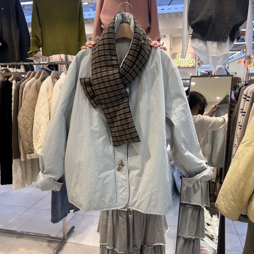 JuA韓國直郵女裝新款推薦休閑24秋冬短款羽絨服含圍巾格紋鴨絨JUA短款羽絨服圖色3